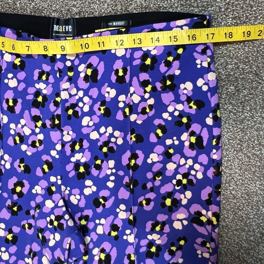 Maeve Anthropologie The Margot Flare Crop Pants Large Sz Purple Stretch Pull On - Picture 7 of 10
